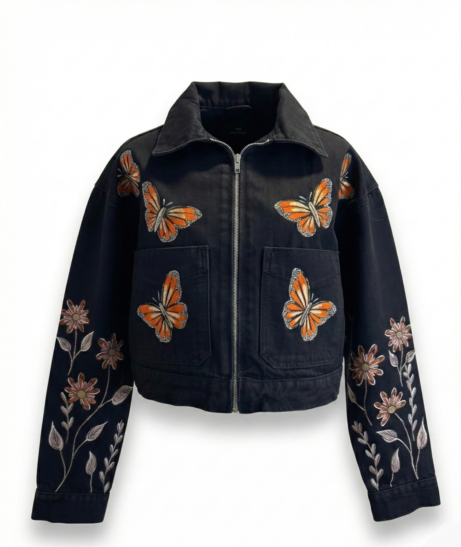 Chamarra de mezclilla pintada a mano