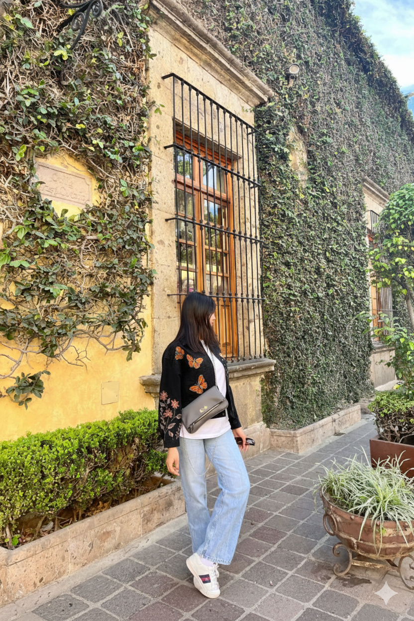 Chamarra de mezclilla pintada a mano