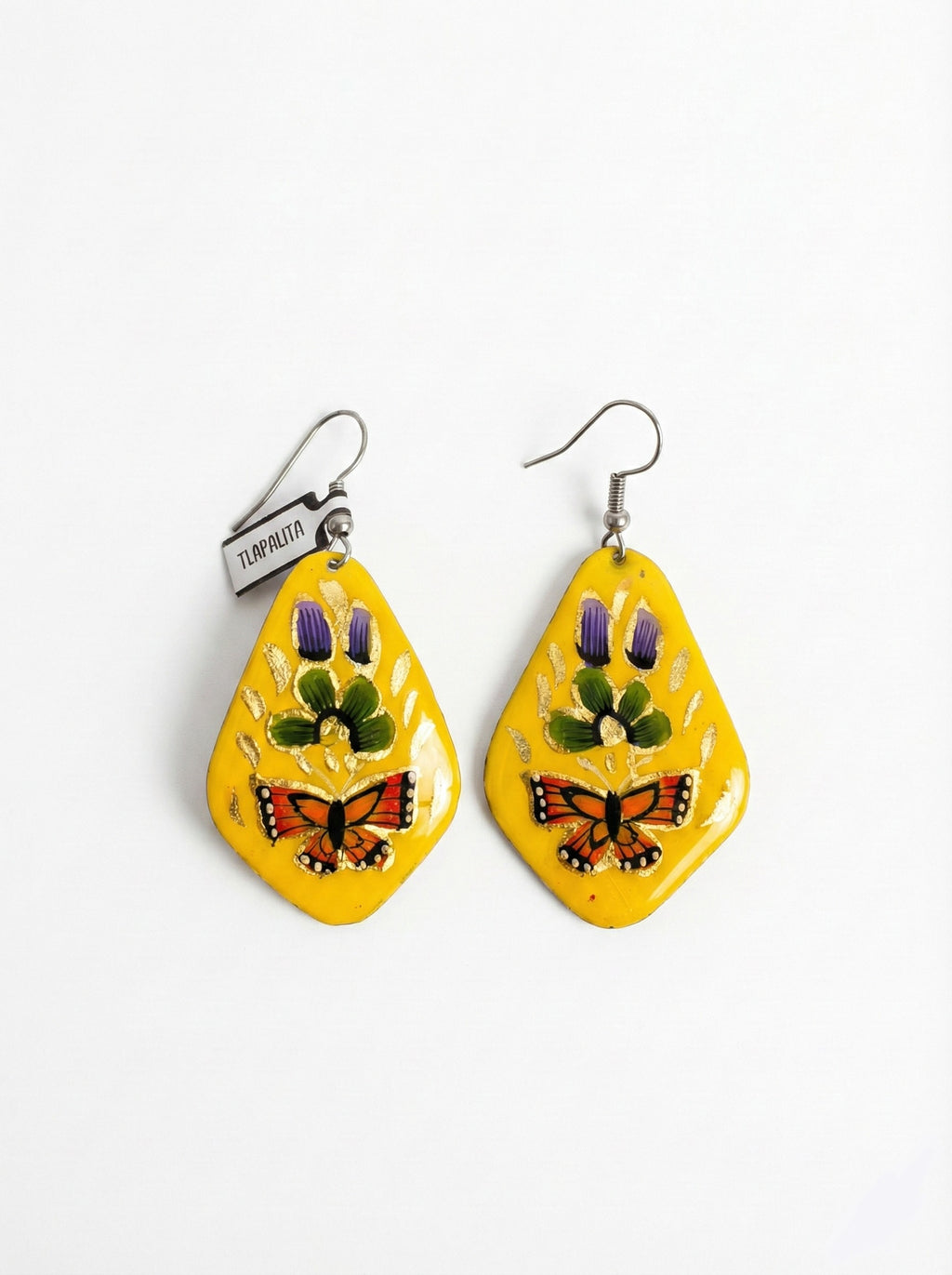Aretes de cobre pintados a mano